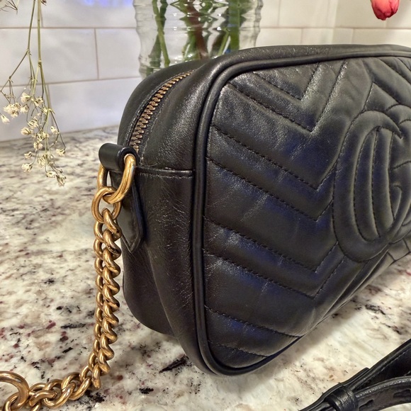Gucci Black Quilted Leather GG Chain Crossbody Bag - Picture 5 of 15